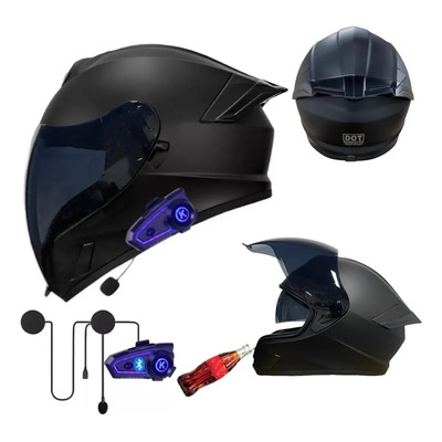 Casco Para Moto Certificado Dot Phosphaino Con Auriculares Bluetooth, Visión Más Amplia, Tomar Bebidas Sin Quitar, Seguro Confortable, Alta Calidad, Talla L (57-58cm) | Envío gratis