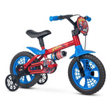 Bicicleta  De Passeio Nathor Marvel Spider Man Spiderman Aro 12 Freio Tambor Cor Azul/vermelho/preto Com Rodas De Treinamento