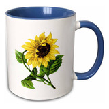 3drose Mug__6 Taza Azul De Dos Tonos Con Girasol Vintage Gig