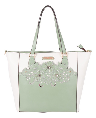 Bolsa Tote Nicole Lee Con Corte Laser Y Bordado Ss22 Color Mint