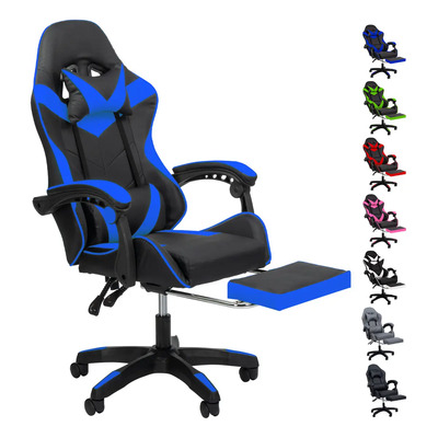 Silla Gamer Ergonómica Reclinable Giratoria Posa Pies Cómoda Color Azul Material Del Tapizado Vinipiel | Meses sin interés