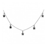 Collar Dama Cadena Colgantes Estrellas Plata 925 Caja Regalo