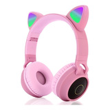 Auriculares Cat Ear Niños Headsets Led Flash Bluetooth Color Rosa