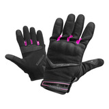 Guantes Moto Cortos Samurai Warrior Tessen Negro Rosa Touch