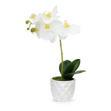 Arreglos De Orquídeas Artificiales De Seda Blanca Con Jarrón