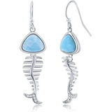 Beaux Bijoux Pendientes De Plata De Ley Con Larimar Azul