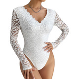 Pantiblusa Body Elegante Balada Fiesta Encaje Manga Larg [u]