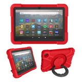 Vermelho+preto Para Amazon Kindle Fire Hd8 (2020) Pc+silicon