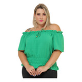 Cropped Plus Size Elastex Blusa Ciganinha Feminino 44 Ao 52