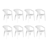 Combo 8 Cadeiras Plásticas Com Braços Atalaia Branca