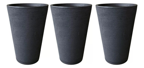 Kit 3 Vasos Coluna N4 Polietileno Para Plantas Jardim Decor