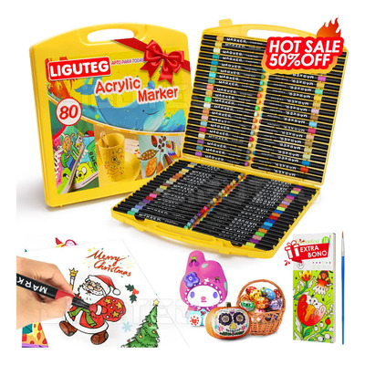 80 Colores Marcadores Ligutec Acrílico Plumones Punta de Pincel Papeleria Madera Vidrio Tela Zapatos Funda Teléfono Móvil Huevo Pintura No Toxico para Niños Adultos Plumones Acrilicos Papeleria | MercadoLibre