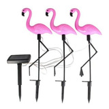 Flamencos Solares Con Estaca Para Jardín En Rosado, Pack 3