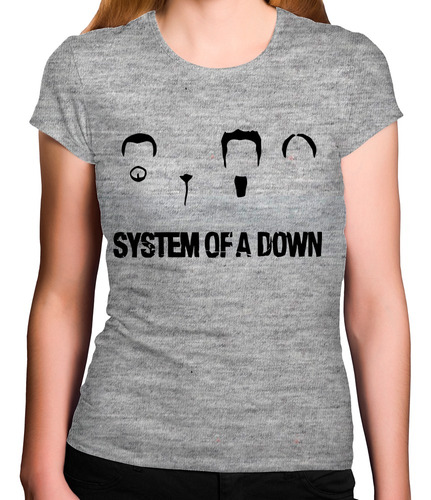 Camiseta Feminina Cinza System Of A Down Minimalista