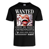 Playera Cartel Wanted Monkey D Luffy One Piece 2022 Negra