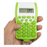 Mini Calculadora Colorida De Bolso Com Cordinha Escritório Cor Verde