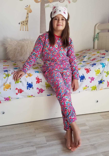 Pijama Niña En Micro Polar Corazones 2 Piezas 