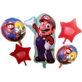 Set De Globos Super Mario Bross 5 Piezas Cumpleaños