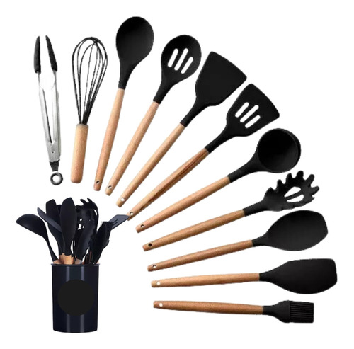 Kit Utensilios Para Cozinha Preto Envio Imediato Promoção