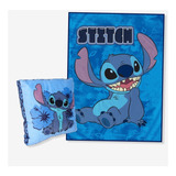 Manta Decorativa Zonacriativa Stitch Kit De Cobertor + Almofada De Poliéster Cor Stitch