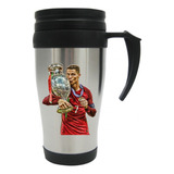 Vaso Viajero Metalico Portugal Cr7 Ronaldo Campeon Mugs 