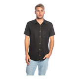 Camisa Lino Hombre Rusty Overtone Manga Corta Pre