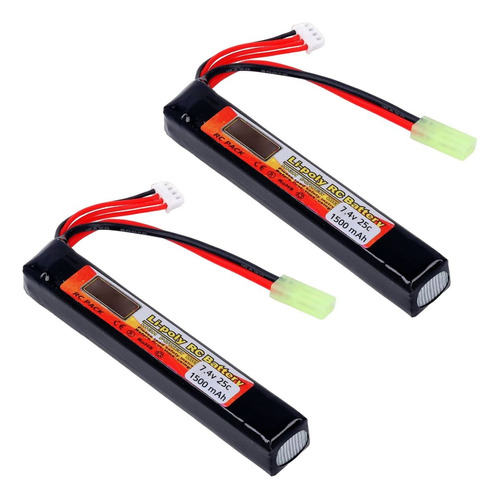 X2 Bateria Lipo 7.4v 25c 1500mah Airsoft Replicas Paintball