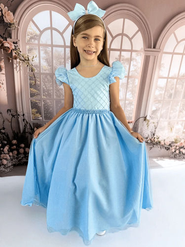 Vestido Infantil De Festa Longo Brilho Várias Cores 4 Ao 16 | Frete grátis