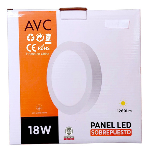 Pack X10 Foco Panel Plafón Led Sobrepuesto 18w Avc Luz Fría