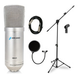 Kit Microfone Am-01 + Pop Filter + Cabo Balanceado+ Pedestal