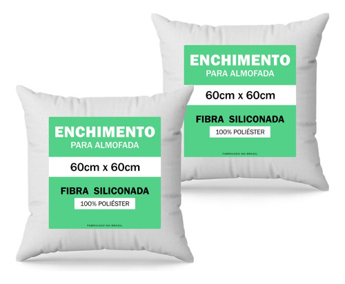 Kit 2 Refil Enchimento De Almofada 60x60 Fibra Siliconada