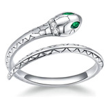 Anillo Argolla Ajustable Para Mujer Serpiente En Plata 925