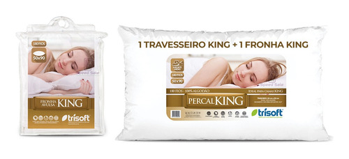 Travesseiro King + Fronha 90x50 Percal 180 Fios Trisoft Full