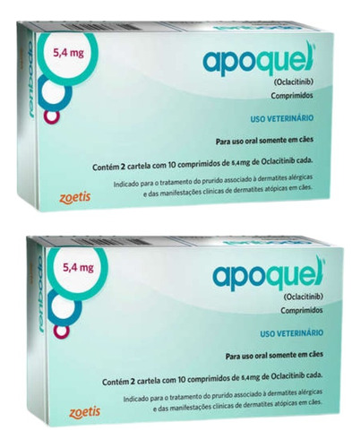 Combo 2x Apoquel Zoetis 5,4mg Para Cães 20cp