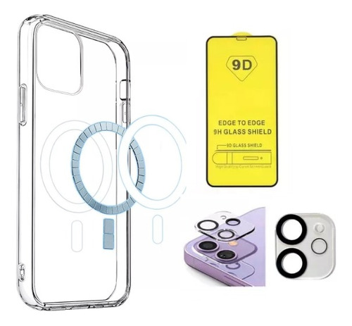 Funda Magsafe Magnética Para iPhone + Vidrio 9d + Protec Cam