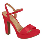 Sandalia Vizzano Mujer Con Plataforma Rojo Charol Taco Alto.