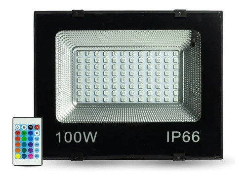 Refletor Rgb 100w Colorido Led Ip66 Holofote Com Controle