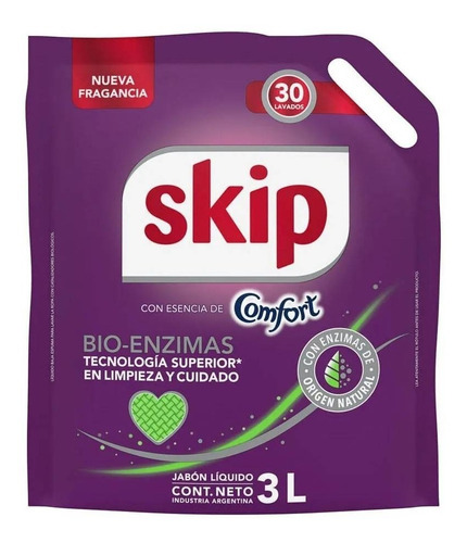 Jabón Líquido Skip Esencia De Comfort Bio-enzimas 3 Litros