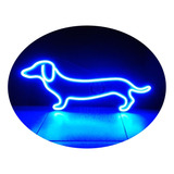 Cartel Silueta Perro Salchicha En Neón Led / Deco/ Luminoso 