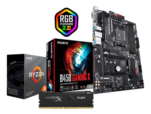 Kit Placa Mae Gigabyte B450m Gaming X Amd Ryzen 5 3600 1x8gb