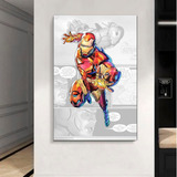 Cuadro Decorativo Iron Man Fondo Comic Diseño Canvas 50x75cm