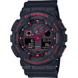 Relógio Casio G-shock Ignite Red Ga-100bnr-1adr Correia Preto Bisel Preto/vermelho Fundo Preto/vermelho