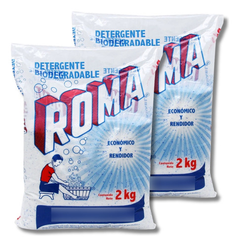 2 Pack Roma Detergente En Polvo Multiusos 2 Kg
