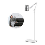 Soporte Piso Pedestal Ajustable Para iPad Extra Largo Color Blanco