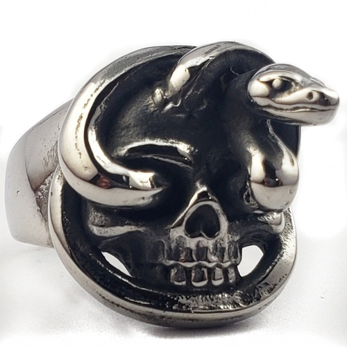 Anillo Calavera Víbora Acero Inoxidable Hombre Mujer Unisex