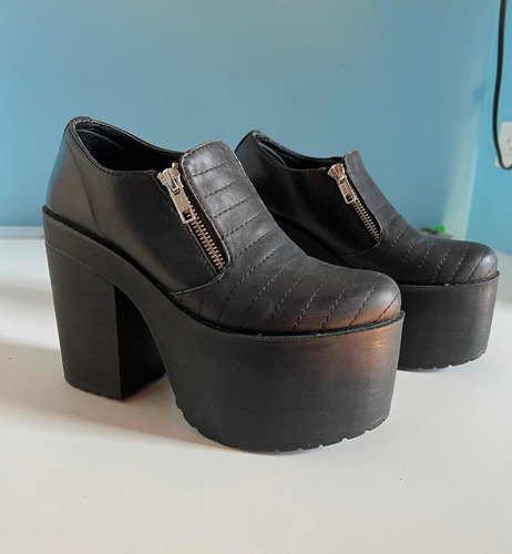 Zapatos Plataforma Botitas De Cuero - Nuevos Talle 36
