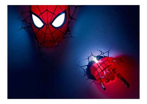 Lámpara Mural 3d Spider Man Cabeza + Mano