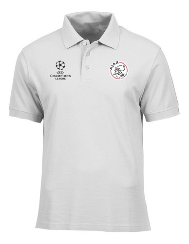 Camiseta Tipo Polo Ajax, Champions Logos Bordados