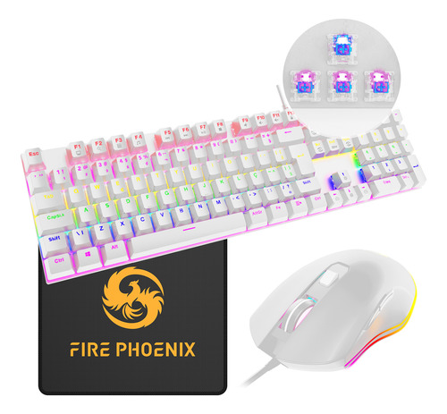 Teclado Mouse Mecânico Abnt2 Gamer Rgb Led Switch Blue Be-k2