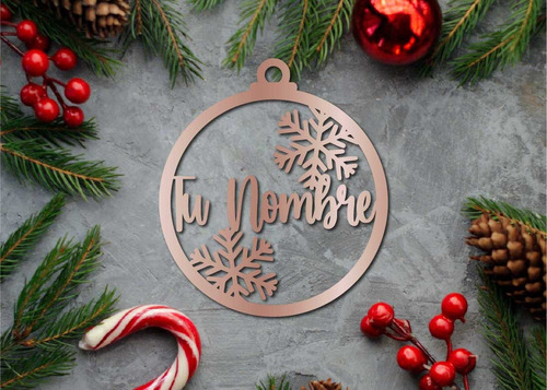 7 Esferas Navideñas Personalizadas De Mdf 7.5 Cm Diámetro